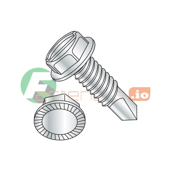 Newport Fasteners Self-Drilling Screw, #10-24 x 3/4 in, Zinc Plated Steel Hex Head Slotted Drive, 5000 PK 674688 - main